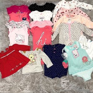 Huge Lot of baby clothes onesies PJ’s shirts